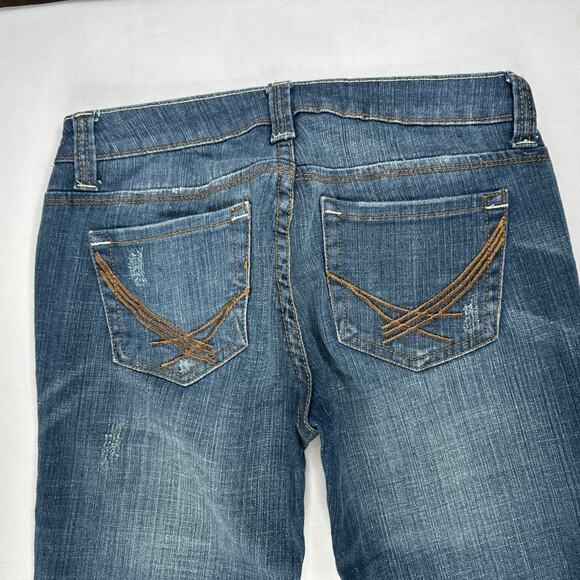 Forever 21 Jeans Womens Size 24 Skinny Distressed Stretch Denim Low Rise - Picture 10 of 11